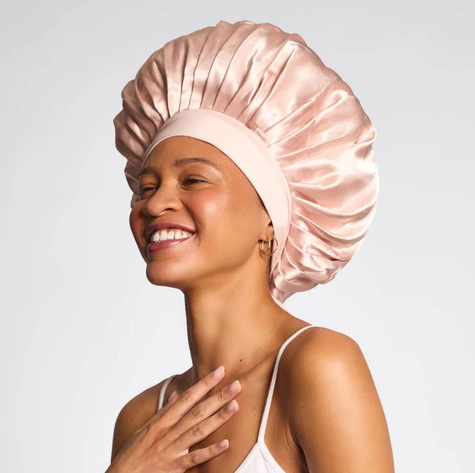 KITSCH - Adjustable Oversized Satin Bonnet- Blush