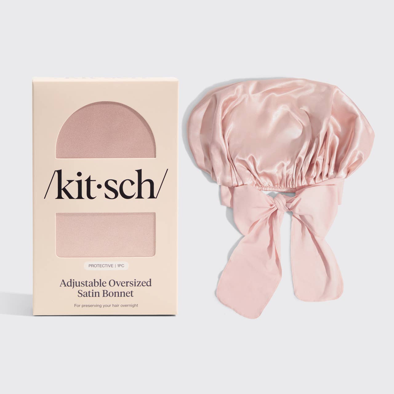 KITSCH - Adjustable Oversized Satin Bonnet- Blush