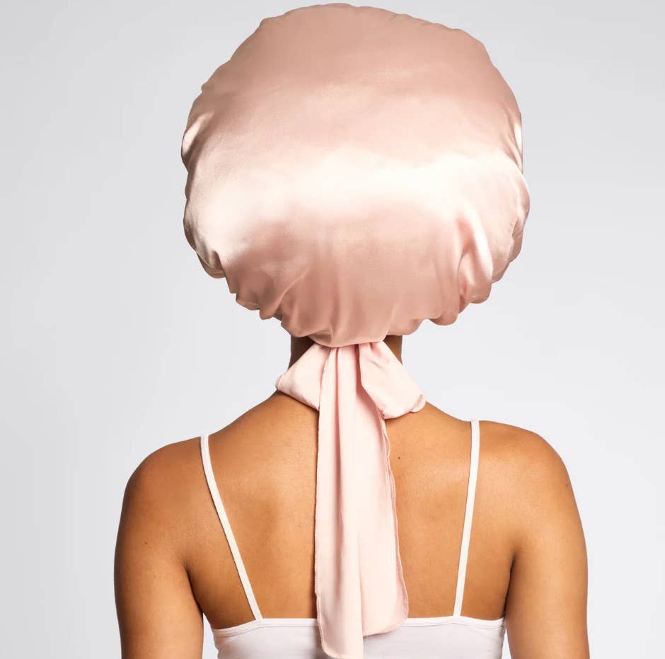 KITSCH - Adjustable Oversized Satin Bonnet- Blush