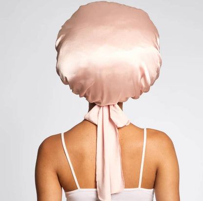 KITSCH - Adjustable Oversized Satin Bonnet- Blush
